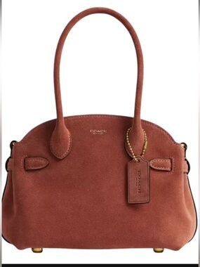Coach Suede Shoulder Bag in Brick Red